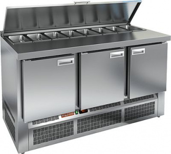 Стол для салатов Hicold SLE1-111GN (1/3) О (+2/+10) остров, 3 двери, 1485х700х850мм