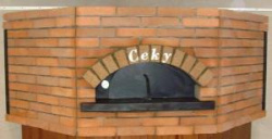 Печь для пиццы Ceky Pentagonale F13Pw на дровах угловая фронт красный кирпич